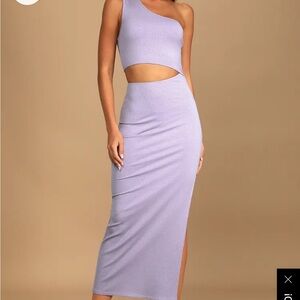 Spice Things Up Lavender Ribbed One-Shoulder Cutout Midi Dress